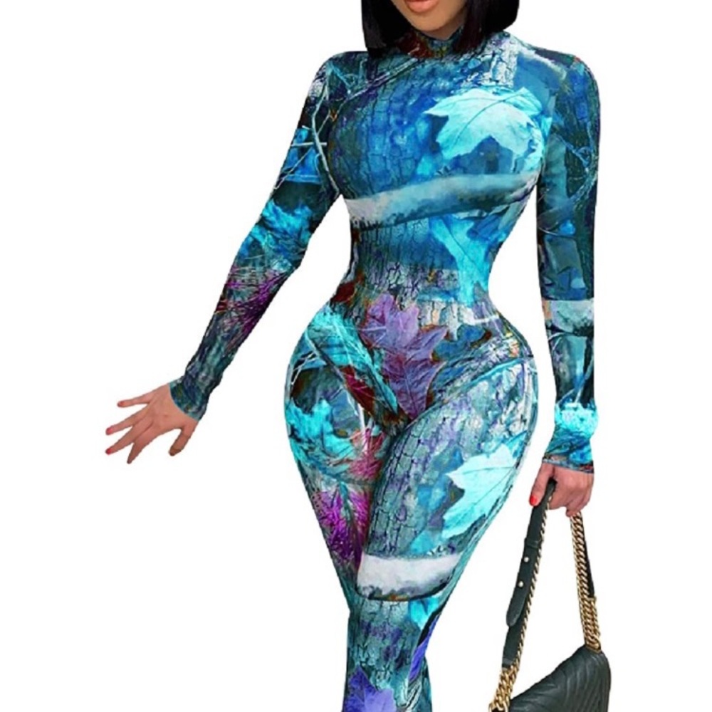 Camo print blue jumpsuit